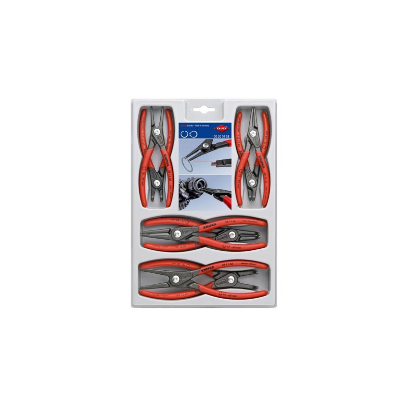 KNIPEX Präzisions-Sicherungsringzangen-Set 00 20 04 SB(rot, 8-teilig)