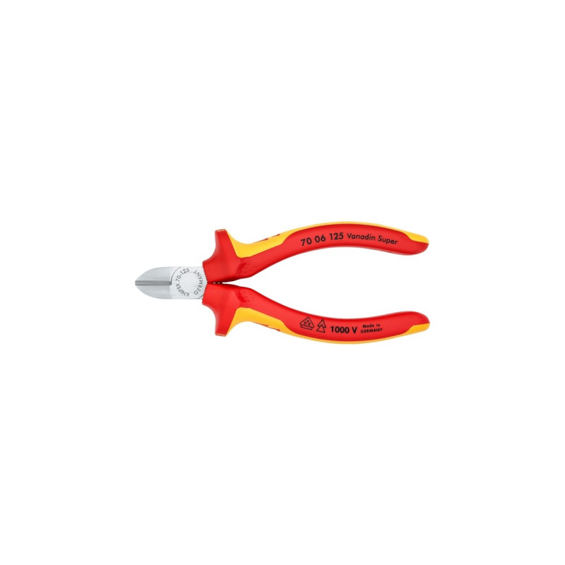 KNIPEX Seitenschneider VDE isoliert 70 06 125, Schneid-Zange(rot/gelb, Länge 125mm)