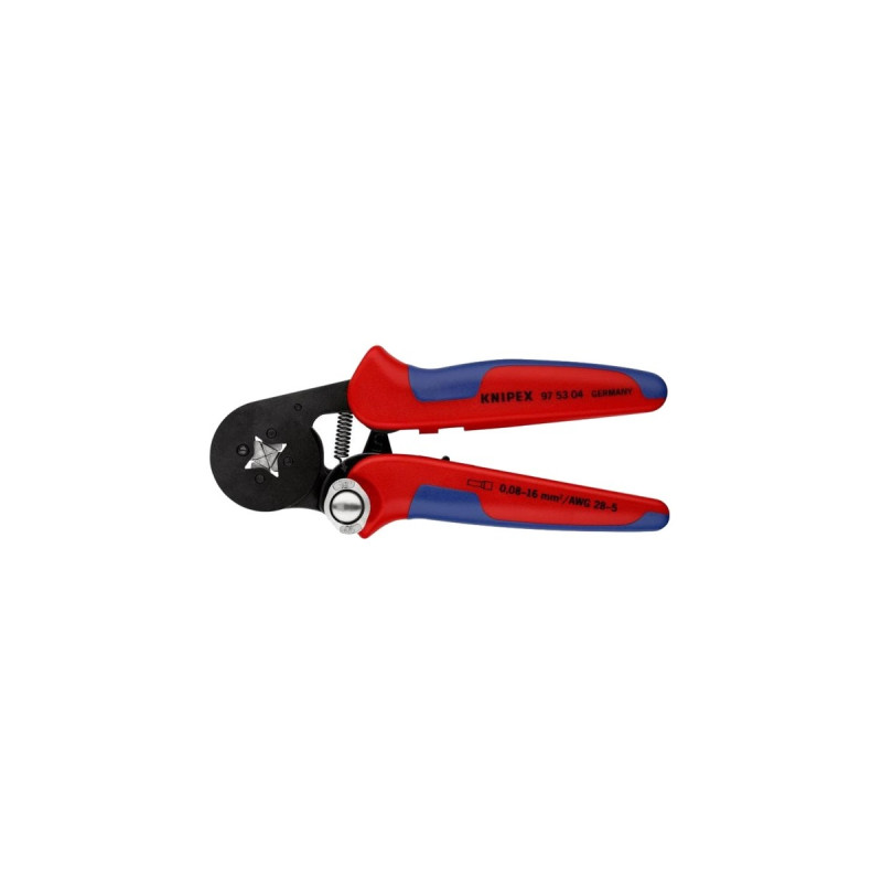 KNIPEX Selbsteinstellende Crimpzange 97 53 04 SB(rot/blau, für Ader-Endhülsen)