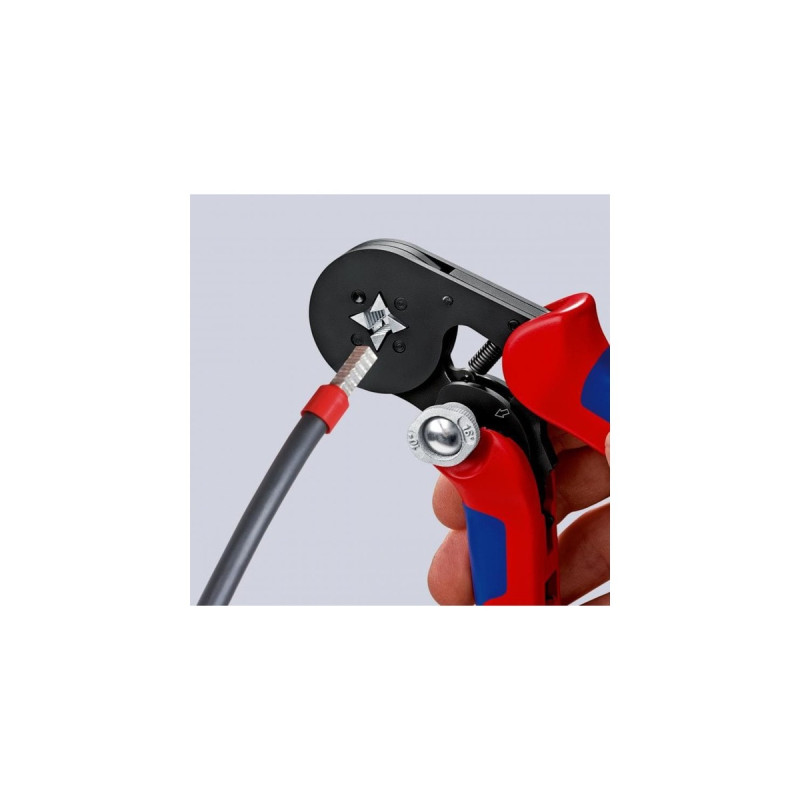 KNIPEX Selbsteinstellende Crimpzange 97 53 04 SB(rot/blau, für Ader-Endhülsen)