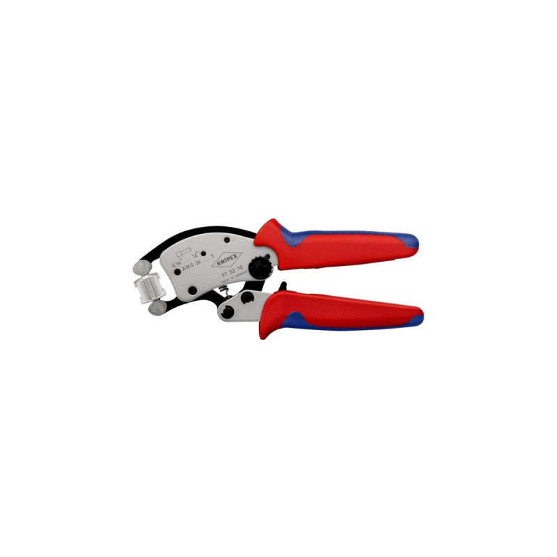 KNIPEX Selbsteinstellende Crimpzange Twistor 16(rot/blau, für Ader-Endhülsen)