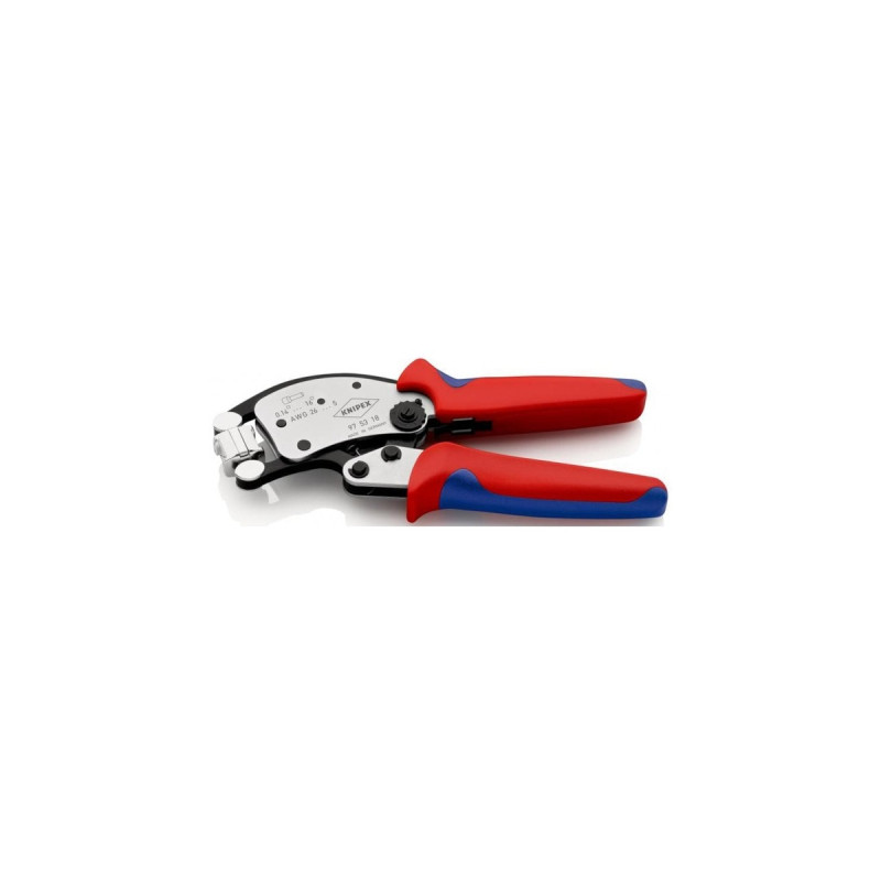 KNIPEX Selbsteinstellende Crimpzange Twistor 16(rot/blau, für Ader-Endhülsen)