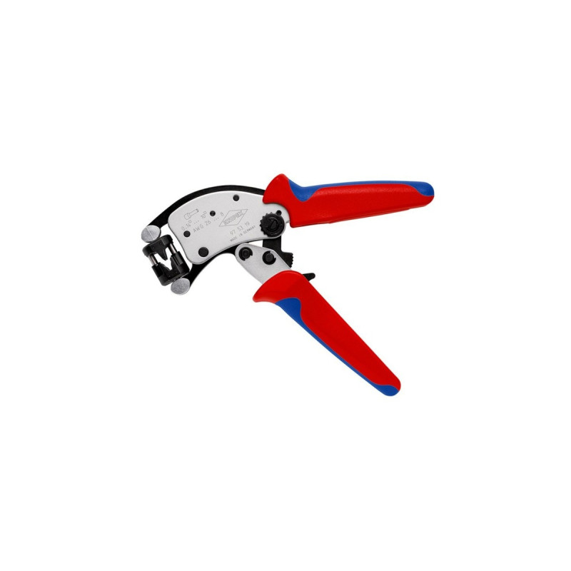 KNIPEX Selbsteinstellende Crimpzange Twistor T(rot/blau, für Ader-Endhülsen)