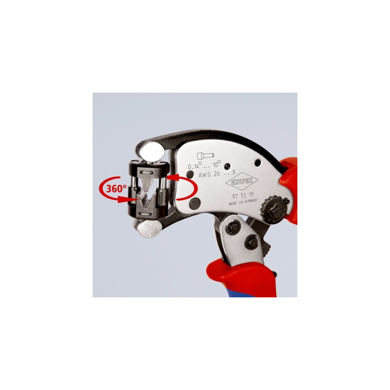 KNIPEX Selbsteinstellende Crimpzange Twistor T(rot/blau, für Ader-Endhülsen)