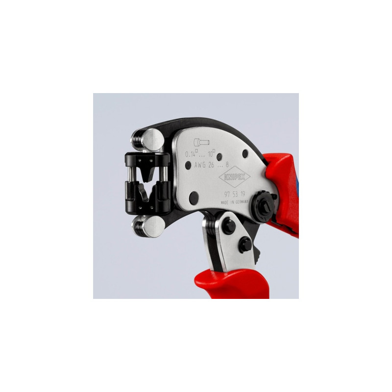 KNIPEX Selbsteinstellende Crimpzange Twistor T(rot/blau, für Ader-Endhülsen)