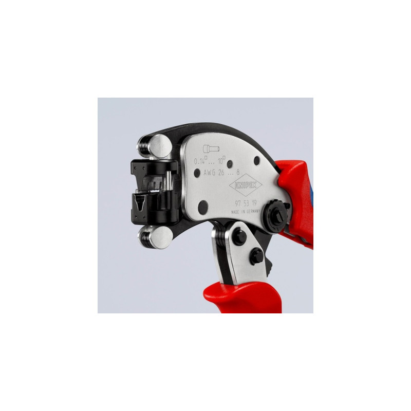 KNIPEX Selbsteinstellende Crimpzange Twistor T(rot/blau, für Ader-Endhülsen)
