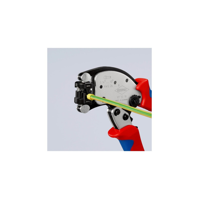 KNIPEX Selbsteinstellende Crimpzange Twistor T(rot/blau, für Ader-Endhülsen)