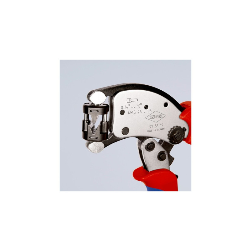 KNIPEX Selbsteinstellende Crimpzange Twistor T(rot/blau, für Ader-Endhülsen)