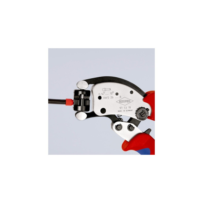 KNIPEX Selbsteinstellende Crimpzange Twistor T(rot/blau, für Ader-Endhülsen)