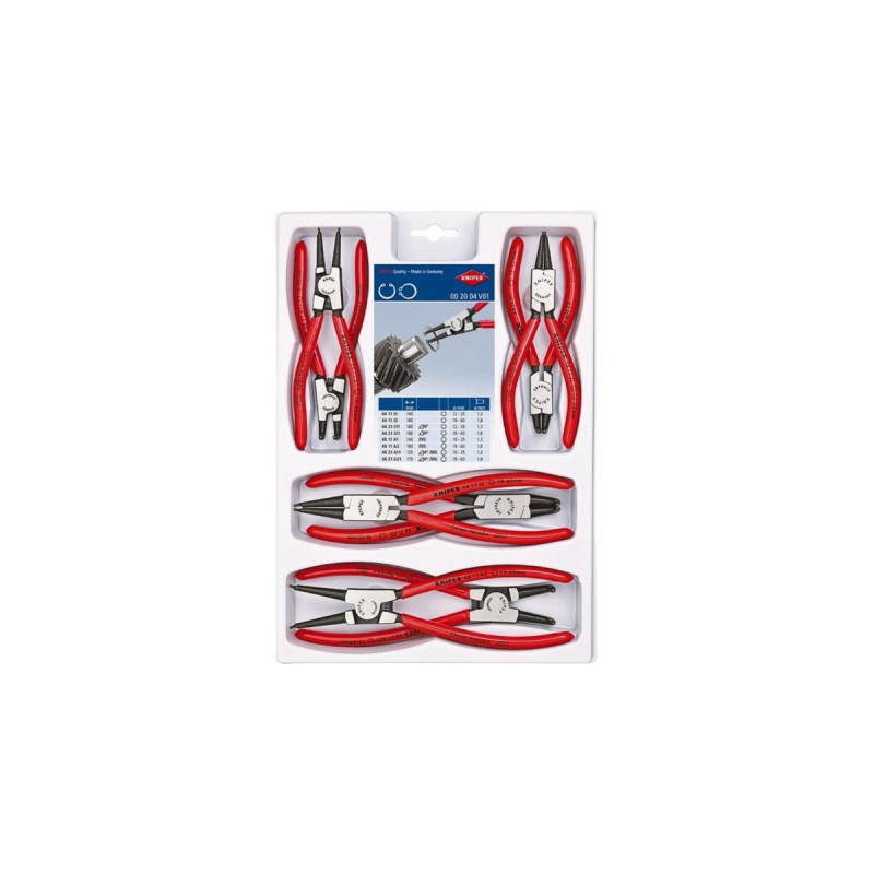 KNIPEX Sicherungsringzangen-Set 00 20 04 V01(rot/schwarz, 8-teilig, gerade / abgewinkelt)