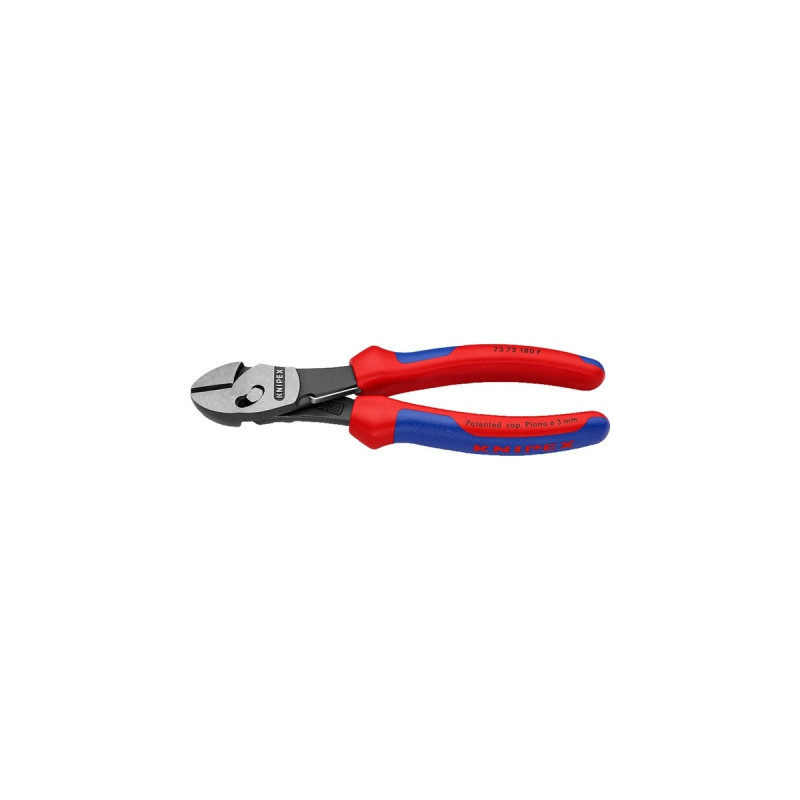 KNIPEX TwinForce Hochleistungs-Seitenschneider, Schneid-Zange(rot/blau, 7372180F, mit Öffnungsfeder)