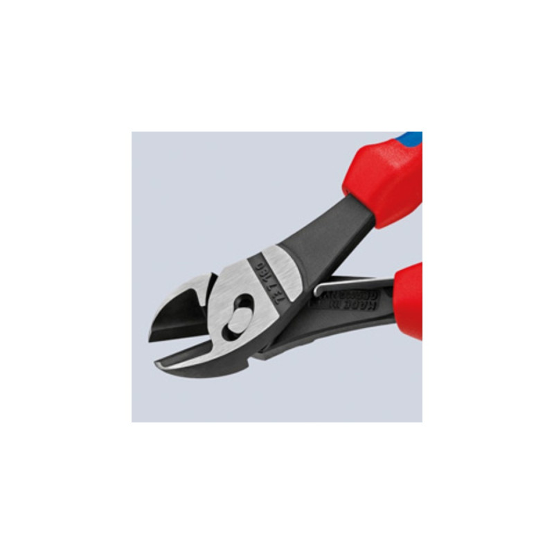 KNIPEX TwinForce Hochleistungs-Seitenschneider, Schneid-Zange(rot/blau, 7372180F, mit Öffnungsfeder)