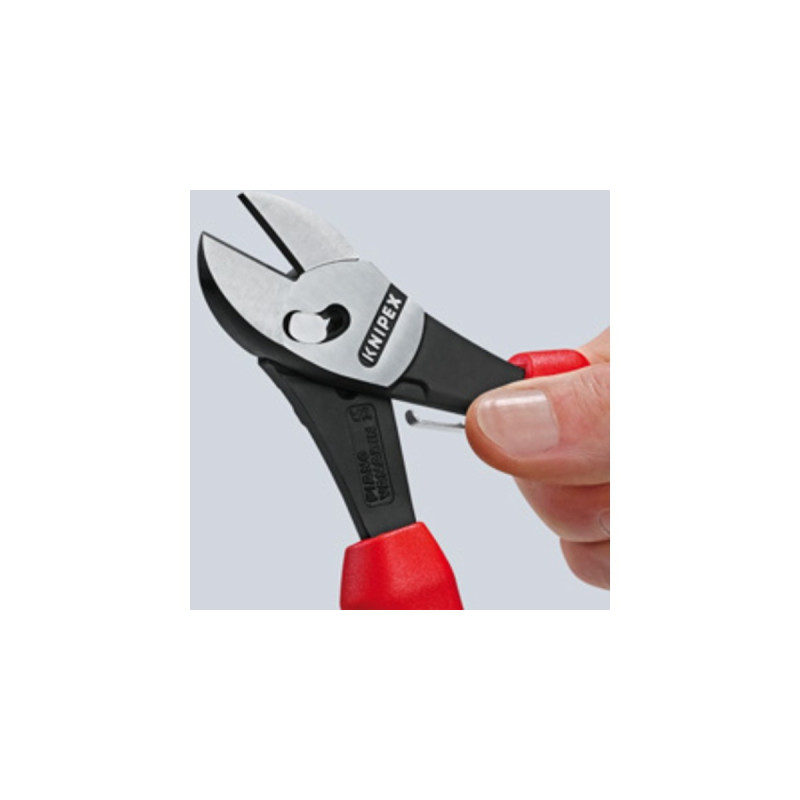 KNIPEX TwinForce Hochleistungs-Seitenschneider, Schneid-Zange(rot/blau, 7372180F, mit Öffnungsfeder)
