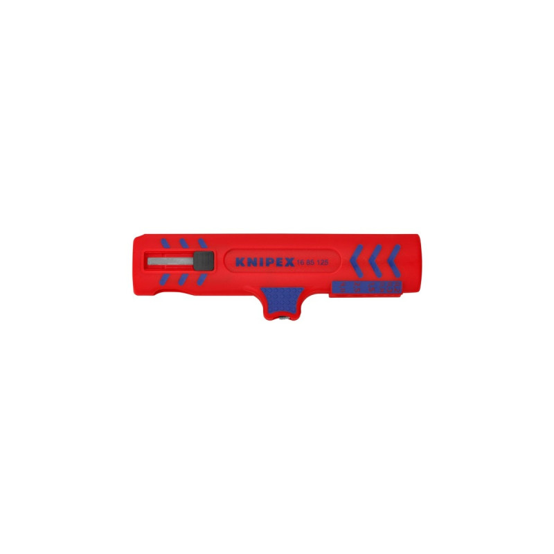 KNIPEX Universal-Abisolier-/ Abmantelungswerkzeug 16 85 125 SB(rot/blau, für Rund- und Feuchtraumkabel)