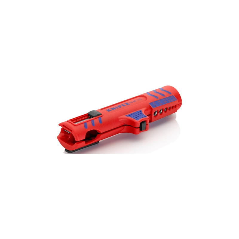 KNIPEX Universal-Abisolier-/ Abmantelungswerkzeug 16 85 125 SB(rot/blau, für Rund- und Feuchtraumkabel)
