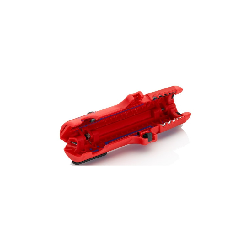KNIPEX Universal-Abisolier-/ Abmantelungswerkzeug 16 85 125 SB(rot/blau, für Rund- und Feuchtraumkabel)