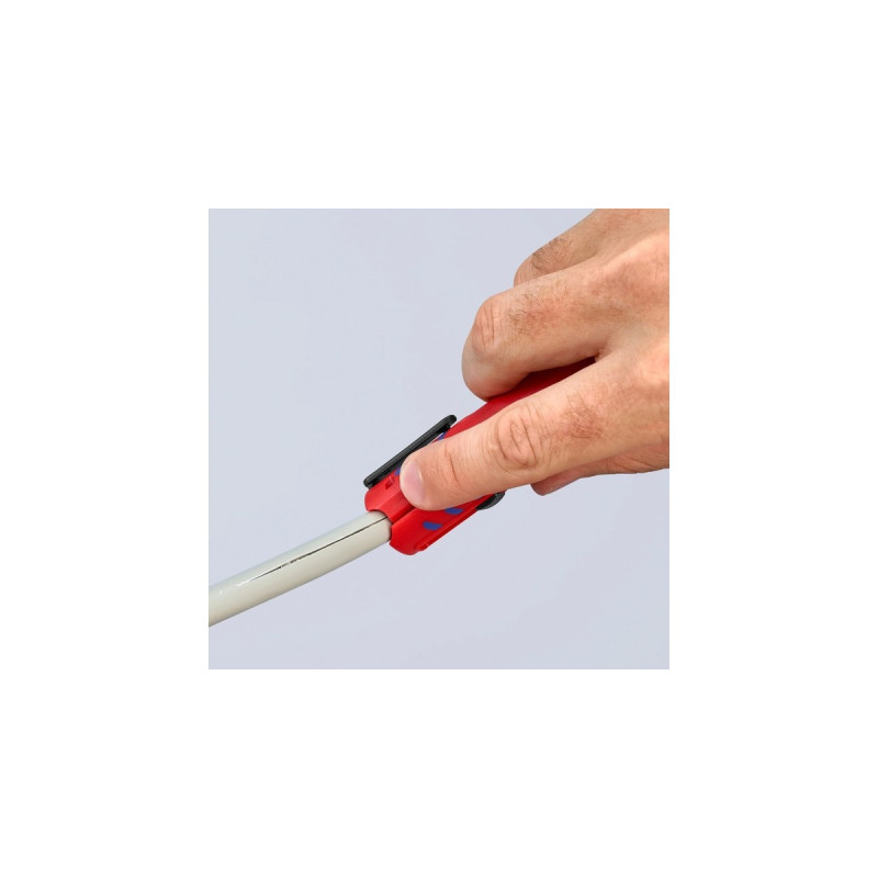 KNIPEX Universal-Abisolier-/ Abmantelungswerkzeug 16 85 125 SB(rot/blau, für Rund- und Feuchtraumkabel)