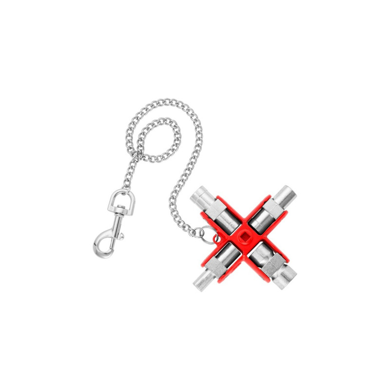 KNIPEX Universal-Schlüssel 00 11 06, Steckschlüssel(silber/rot, für gängige Schränke und Absperrsysteme)