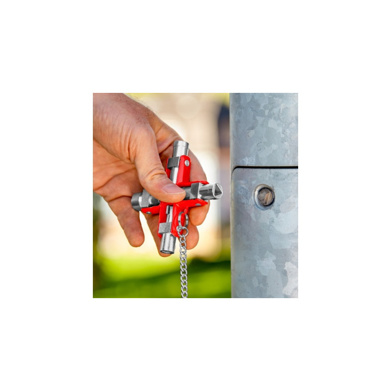 KNIPEX Universal-Schlüssel 00 11 06, Steckschlüssel(silber/rot, für gängige Schränke und Absperrsysteme)