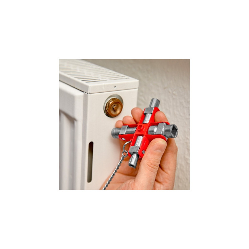 KNIPEX Universal-Schlüssel 00 11 06, Steckschlüssel(silber/rot, für gängige Schränke und Absperrsysteme)