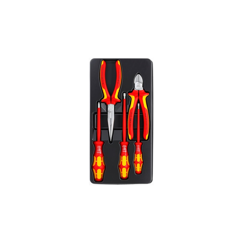 KNIPEX VDE-Werkzeugsatz 002013, Werkzeug-Set(rot/gelb, Zangen und Wera Schraubendreher)