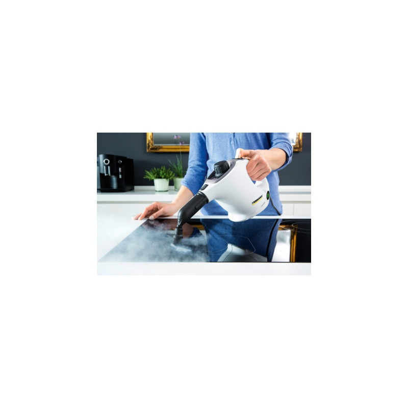 Kärcher Dampfreiniger SC 1 EasyFix(weiß/schwarz, 1.200 Watt, mit Bodenreinigungsset EasyFix)