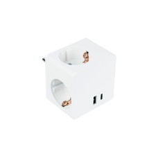 Kabelmeister Steckdosenwürfel 3-fach, 2x USB, Steckdosenleiste(weiß, 1x USB-C PD 3.0 20W, 1x USB-A 18W)
