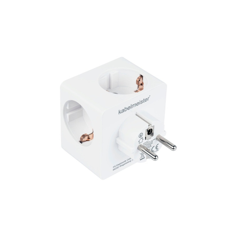 Kabelmeister Steckdosenwürfel 3-fach, 2x USB, Steckdosenleiste(weiß, 1x USB-C PD 3.0 20W, 1x USB-A 18W)