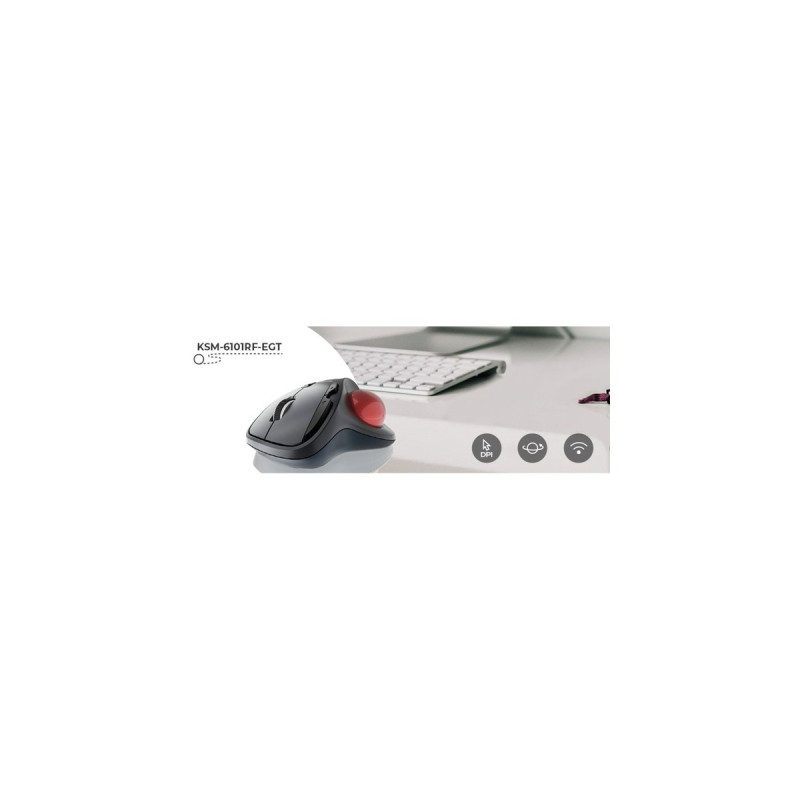 KeySonic KSM-6101RF-EGT, Trackball(grau/rot)