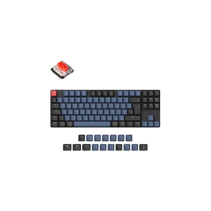 Keychron K1 Pro, Gaming-Tastatur(schwarz/blaugrau, DE-Layout, Gateron Low Profile 2.0 Mechanical Red, Hot-Swap, Aluminiumrahmen, RGB)