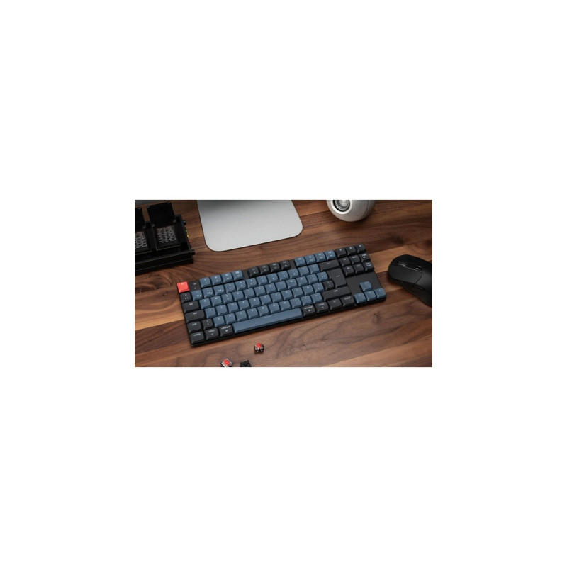 Keychron K1 Pro, Gaming-Tastatur(schwarz/blaugrau, DE-Layout, Gateron Low Profile 2.0 Mechanical Red, Hot-Swap, Aluminiumrahmen, RGB)