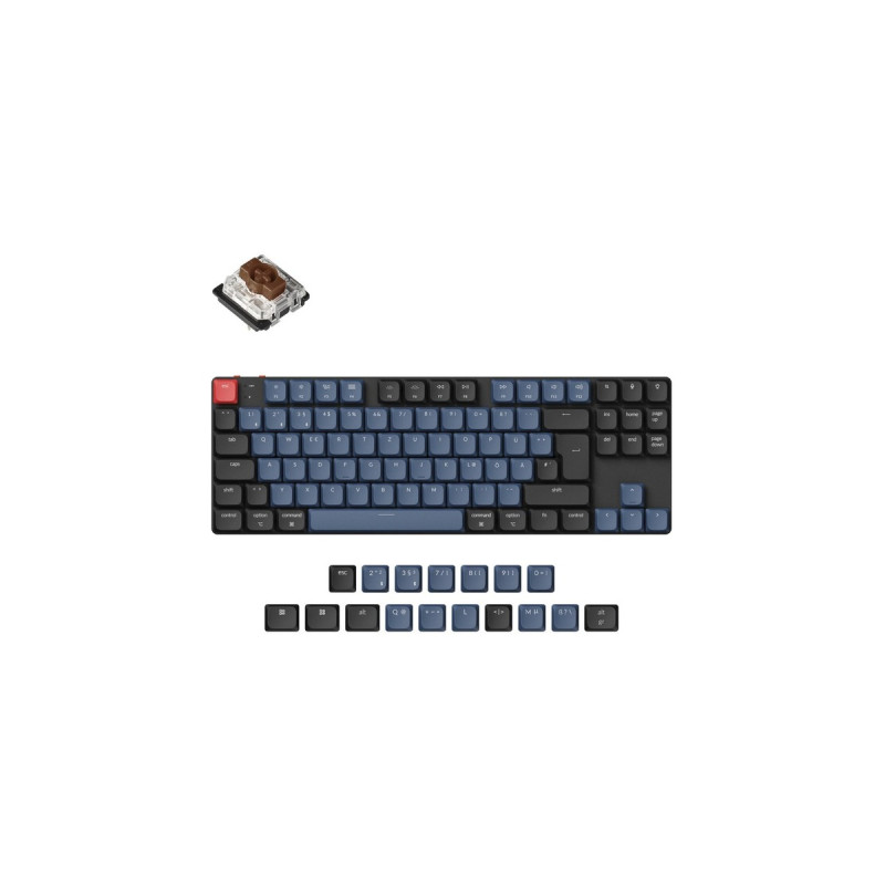 Keychron K1 Pro, Gaming-Tastatur(schwarz/blaugrau, DE-Layout, Gateron Low Profile 2.0 Mechanical Brown, Hot-Swap, Aluminiumrahmen, RGB)