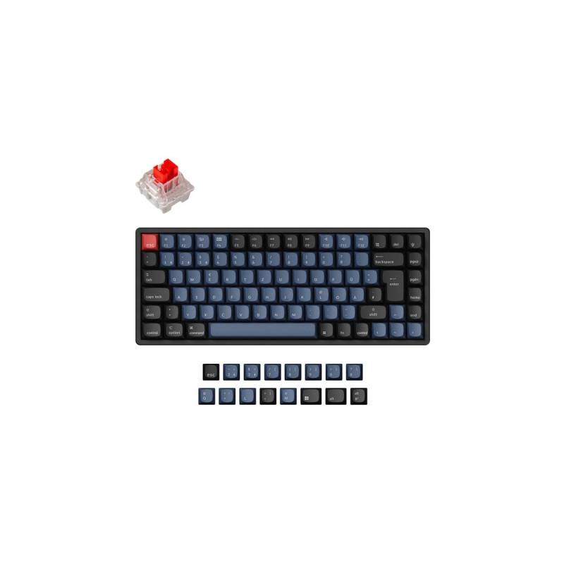 Keychron K2 Pro, Gaming-Tastatur(schwarz/blaugrau, DE-Layout, Keychron K Pro Red, Hot-Swap, Aluminiumrahmen, RGB)
