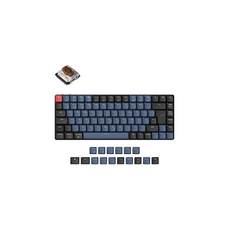 Keychron K3 Pro, Gaming-Tastatur(schwarz/blaugrau, DE-Layout, Gateron Low Profile 2.0 Mechanical Brown, Hot-Swap, Aluminiumrahmen, RGB)