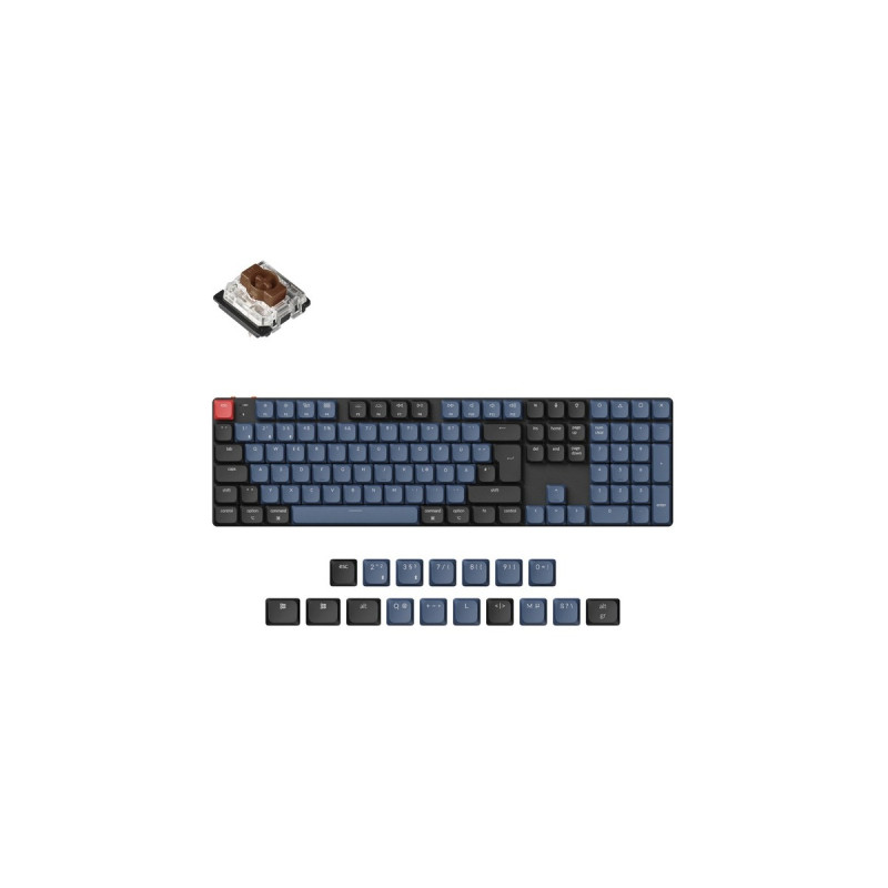 Keychron K5 Pro, Gaming-Tastatur(schwarz/blaugrau, DE-Layout, Gateron Low Profile 2.0 Mechanical Brown, Hot-Swap, Aluminiumrahmen, RGB)