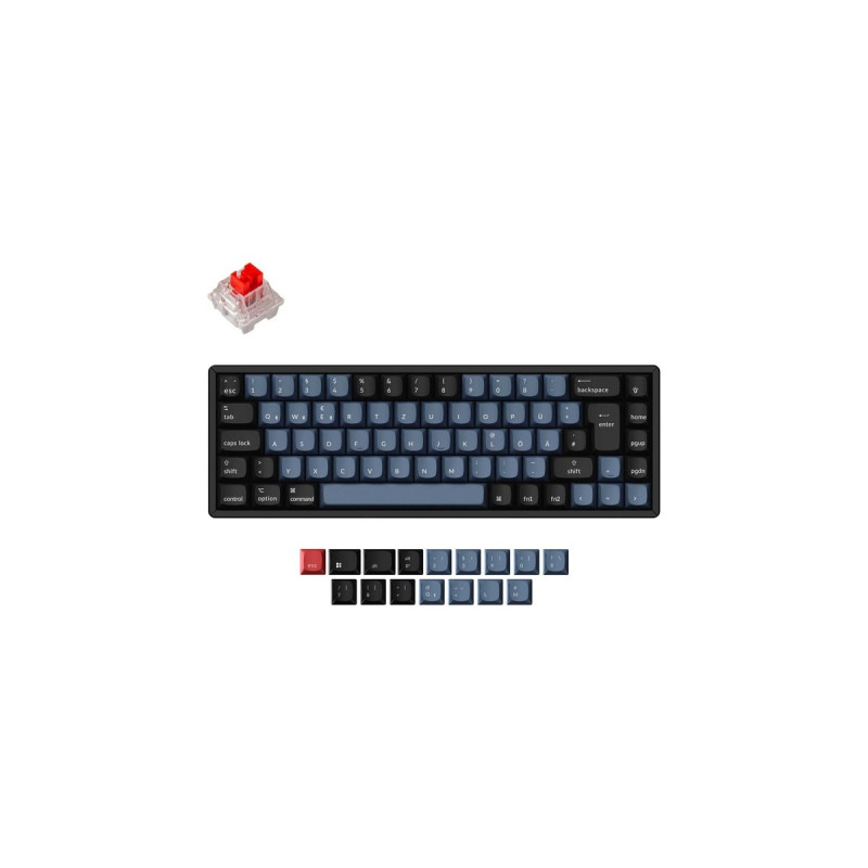 Keychron K6 Pro, Gaming-Tastatur(schwarz/blaugrau, DE-Layout, Keychron K Pro Red, Hot-Swap, Aluminiumrahmen, RGB)