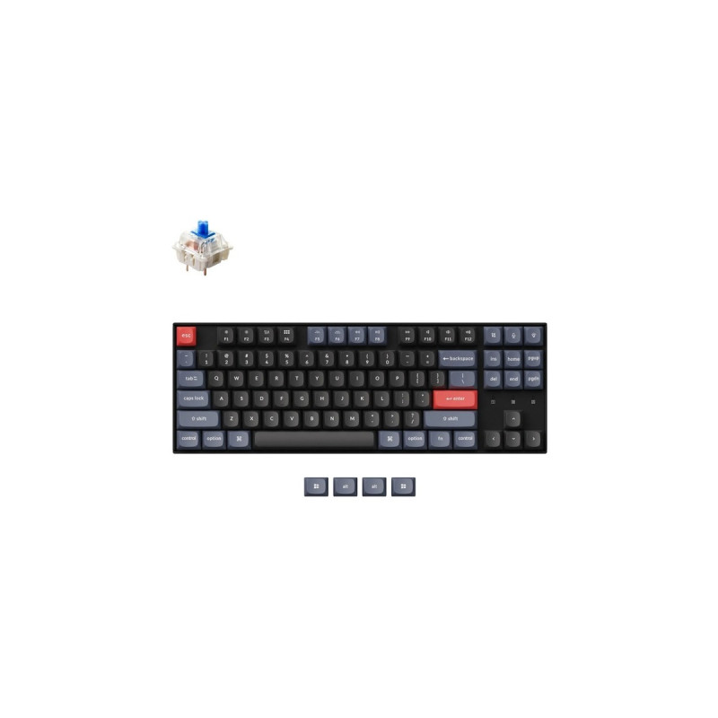 Keychron K8 Pro, Gaming-Tastatur(schwarz/blau, DE-Layout, Gateron G Pro Blue, Hot-Swap, Aluminiumrahmen, RGB)