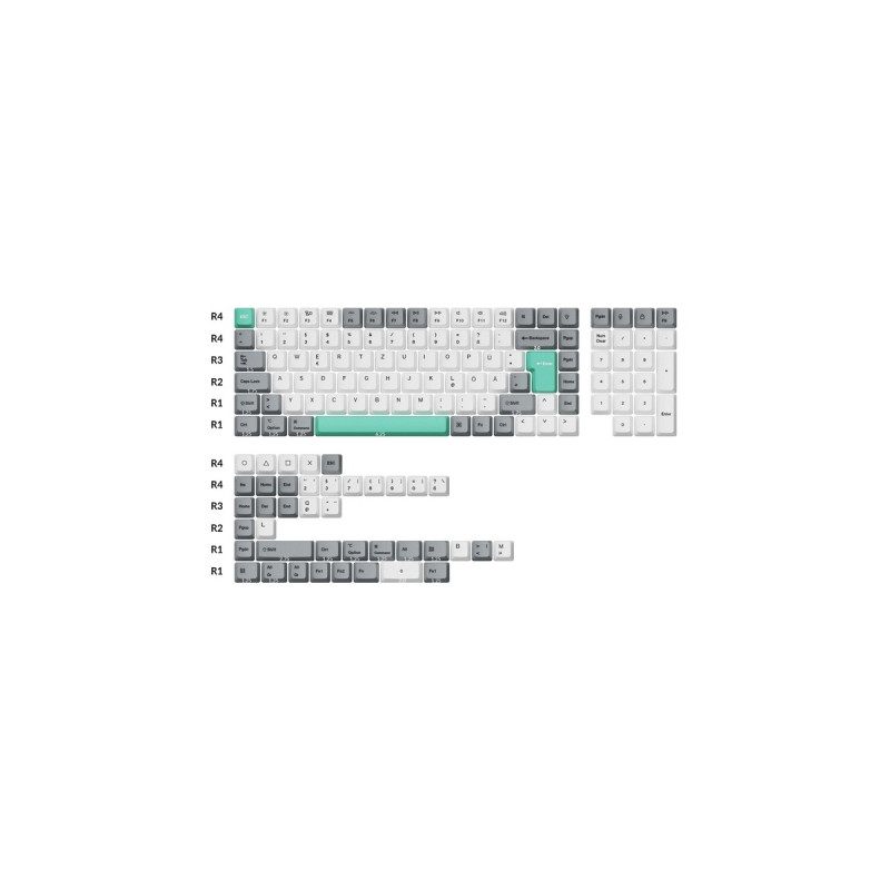 Keychron OEM Dye-Sub PBT Full Keycap-Set - Gray White Mint, Tastenkappe(weiß/mint, 137 Stück, DE-Layout (ISO))