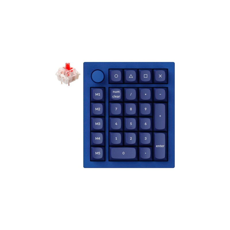 Keychron Q0+, Ziffernblock(blau, Gateron G Pro Red, Hot Swap, Aluminiumrahmen, RGB, Knob)