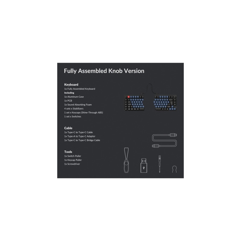 Keychron Q11, Gaming-Tastatur(schwarz/blau, DE-Layout, Keychron K Pro Red, Hot-Swap, Aluminiumrahmen, RGB)