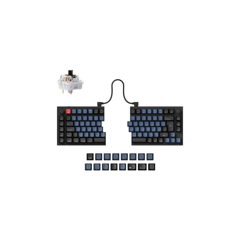 Keychron Q11, Gaming-Tastatur(schwarz/blau, DE-Layout, Keychron K Pro Brown, Hot-Swap, Aluminiumrahmen, RGB)