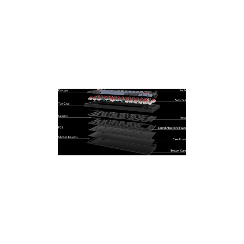 Keychron Q2 Knob, Gaming-Tastatur(schwarz/blau, DE-Layout, Gateron G Pro Red, Hot-Swap, Aluminiumrahmen, RGB)