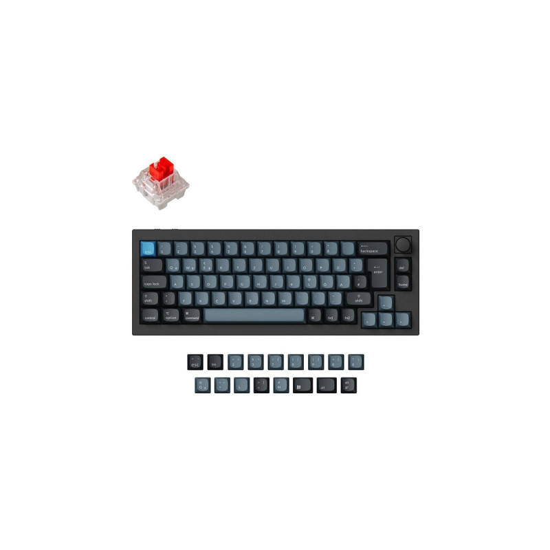 Keychron Q2 Pro, Gaming-Tastatur(schwarz/blaugrau, DE-Layout, Keychron K Pro Red, Hot-Swap, Aluminiumrahmen, RGB)