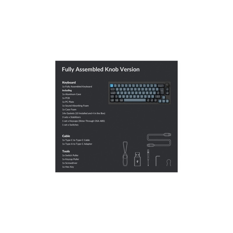 Keychron Q2 Pro, Gaming-Tastatur(schwarz/blaugrau, DE-Layout, Keychron K Pro Banana, Hot-Swap, Aluminiumrahmen, RGB)