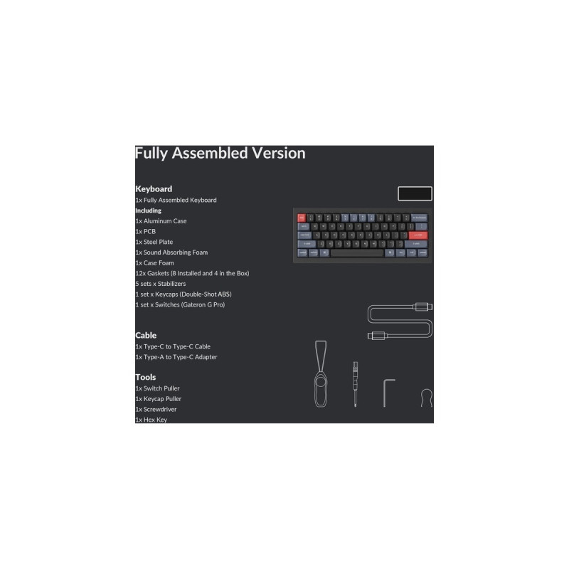Keychron Q4, Gaming-Tastatur(schwarz/blaugrau, DE-Layout, Gateron G Pro Red, Hot-Swap, Aluminiumrahmen, RGB)