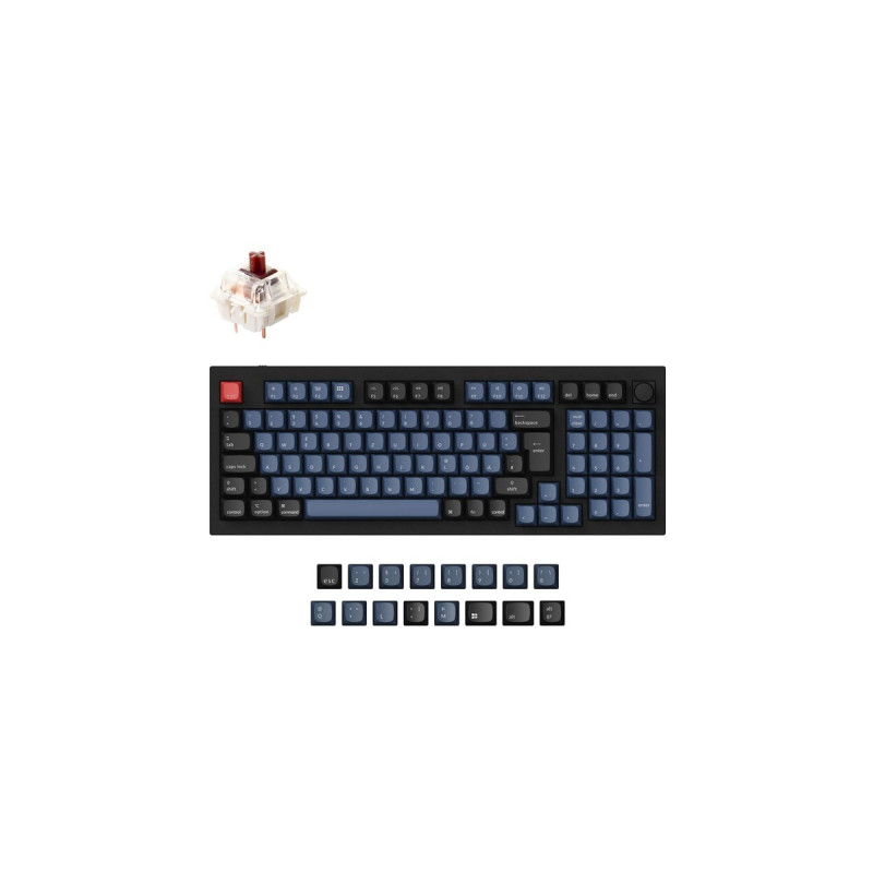 Keychron Q5 Knob, Gaming-Tastatur(schwarz/blaugrau, DE-Layout, Gateron G Pro Red, Hot-Swap, Aluminiumrahmen, RGB)