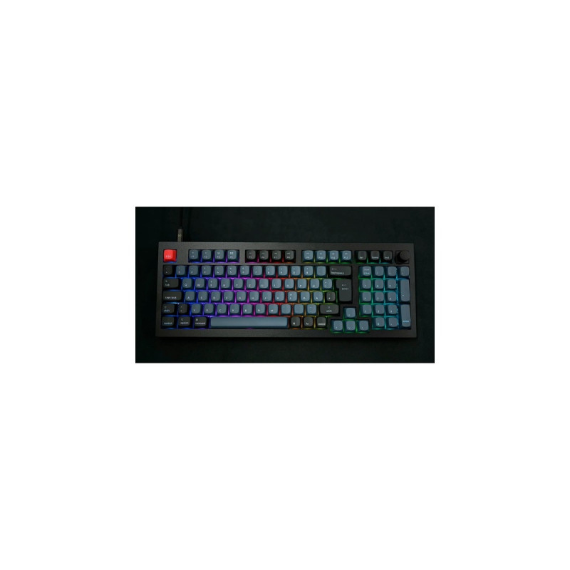 Keychron Q5 Knob, Gaming-Tastatur(schwarz/blaugrau, DE-Layout, Gateron G Pro Red, Hot-Swap, Aluminiumrahmen, RGB)