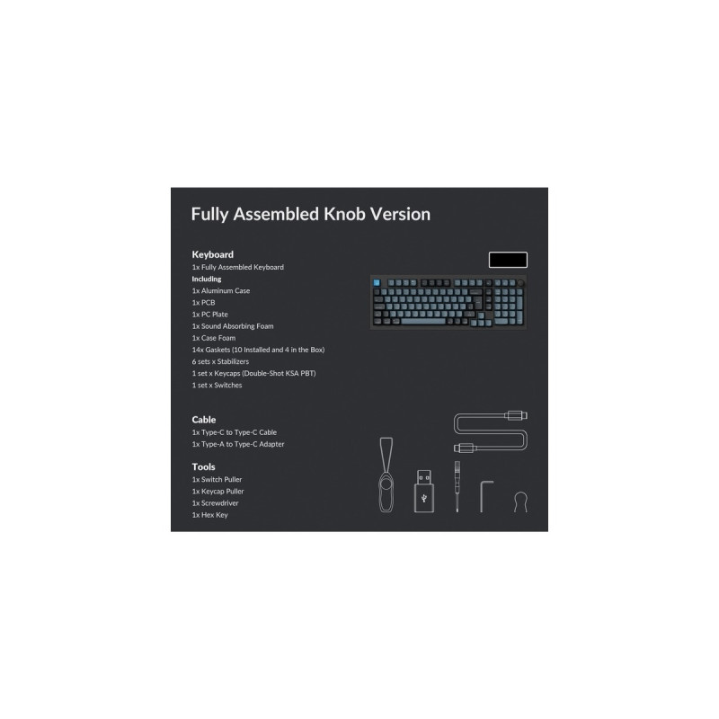 Keychron Q5 Pro, Gaming-Tastatur(schwarz/blaugrau, DE-Layout, Keychron K Pro Banana, Hot-Swap, Aluminiumrahmen, RGB)