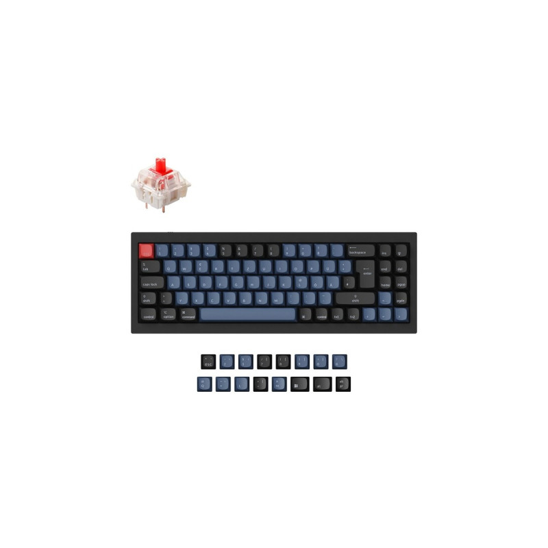 Keychron Q7, Gaming-Tastatur(schwarz/blaugrau, DE-Layout, Gateron G Pro Red, Hot-Swap, Aluminiumrahmen, RGB)