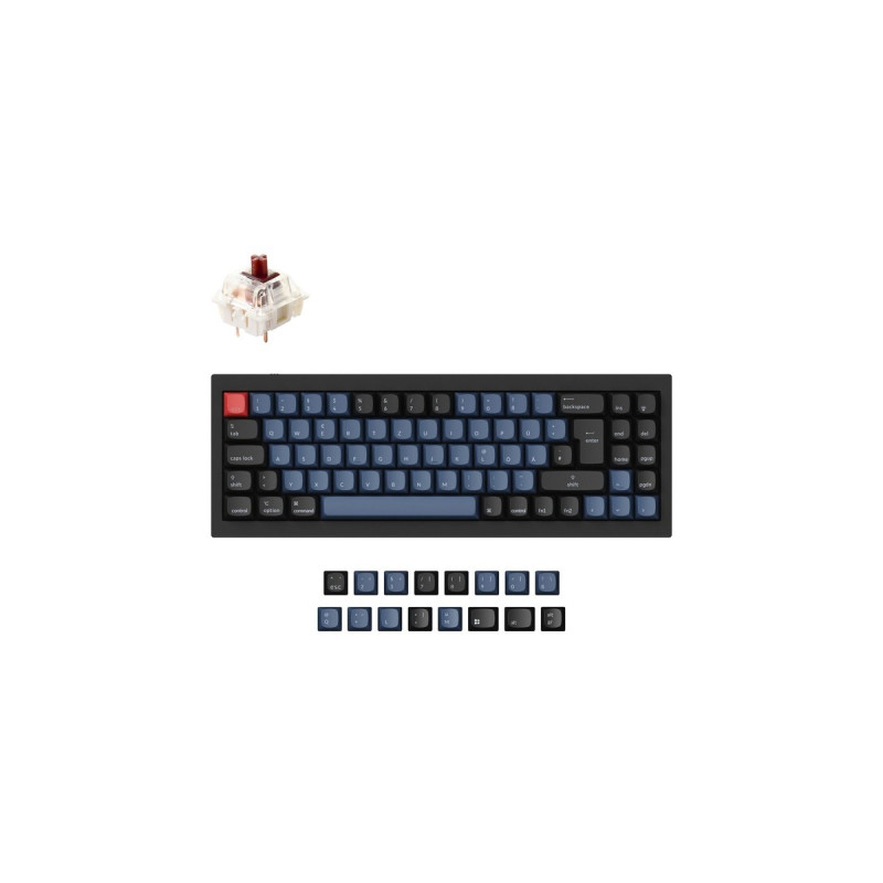 Keychron Q7, Gaming-Tastatur(schwarz/blaugrau, DE-Layout, Gateron G Pro Brown, Hot-Swap, Aluminiumrahmen, RGB)